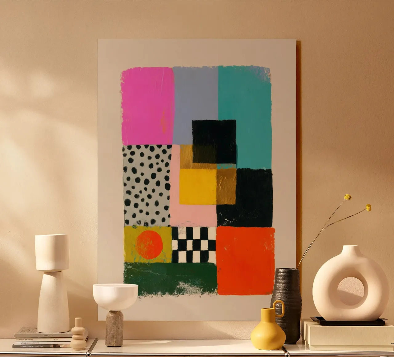 Design geometrico astratto Colori audaci alluminio dibond da Nikis Art Studio