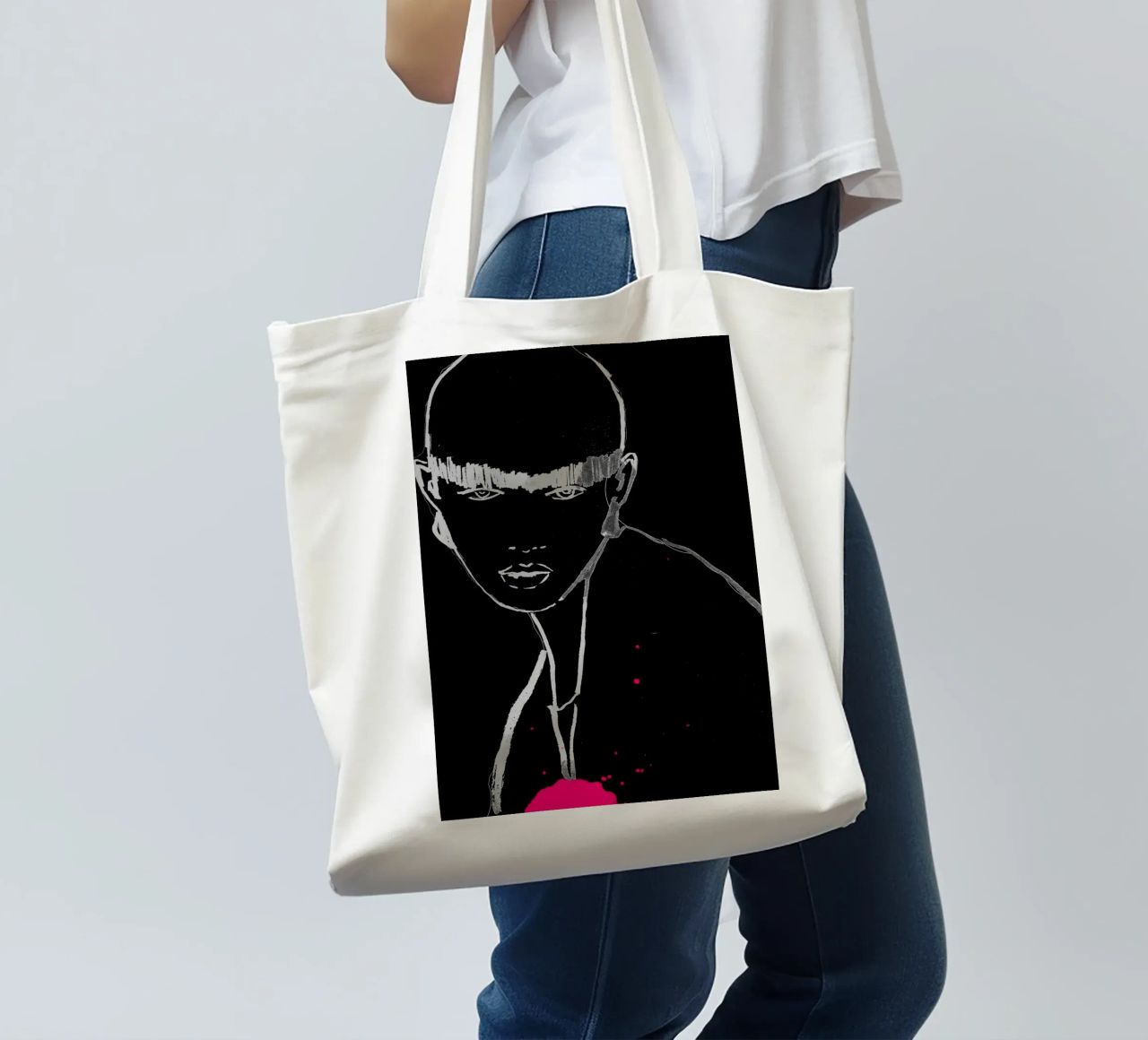 bianco e nero borsa in juta da k i m