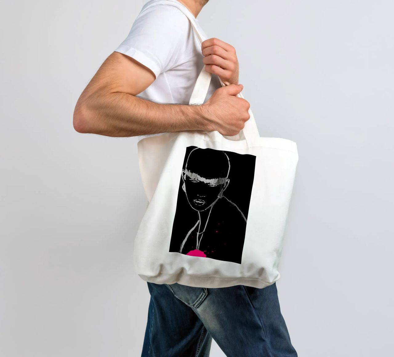 bianco e nero borsa in juta da k i m