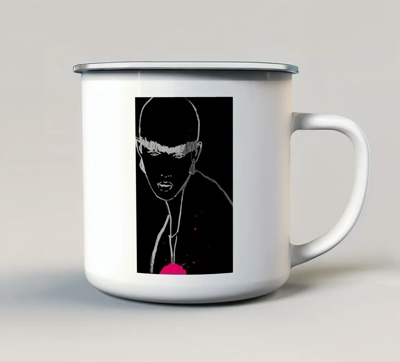weiß und schwarz Emaille Tasse von k i m