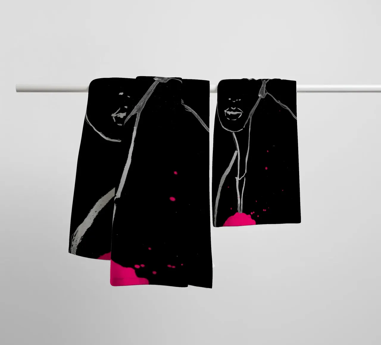 white and black towel by k i m