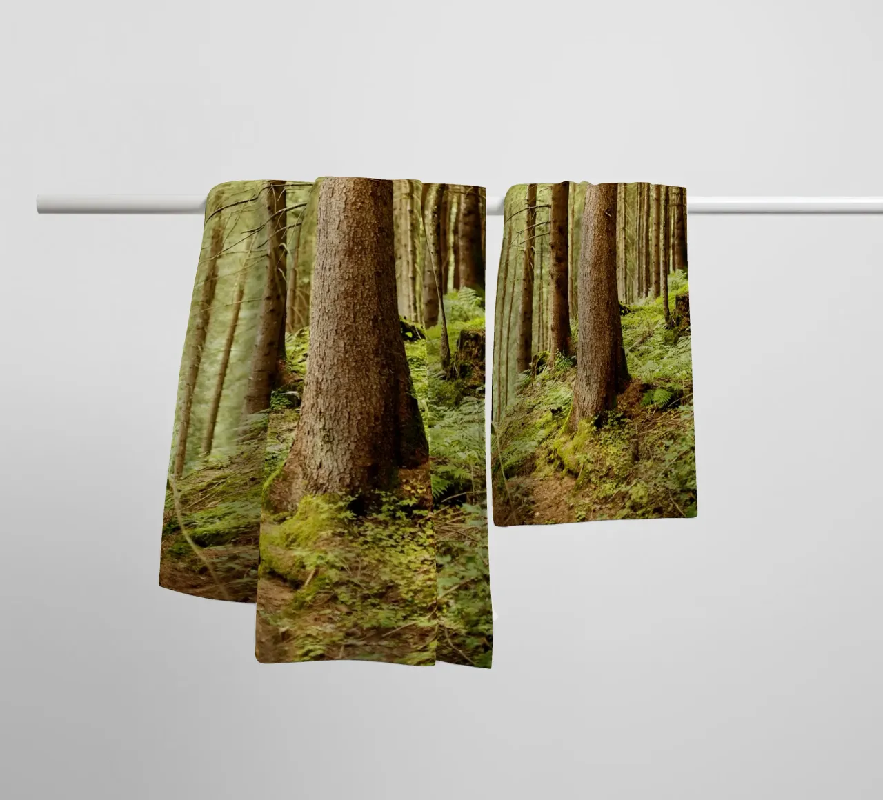 Forest at Lake Aachen towel by Simon Koy