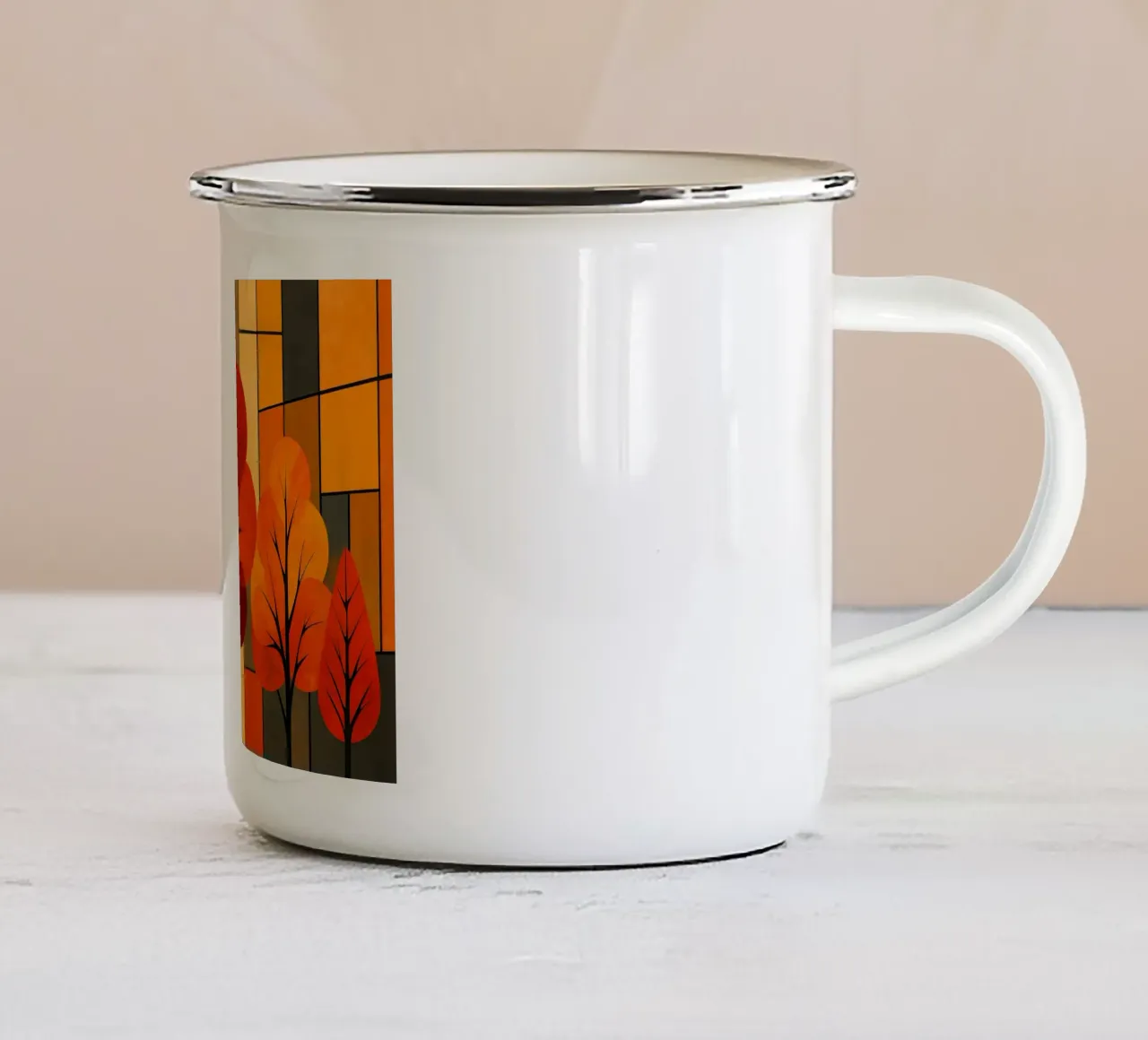 Architettura Bauhaus in autunno tazza in smalto da ARTOMATIC