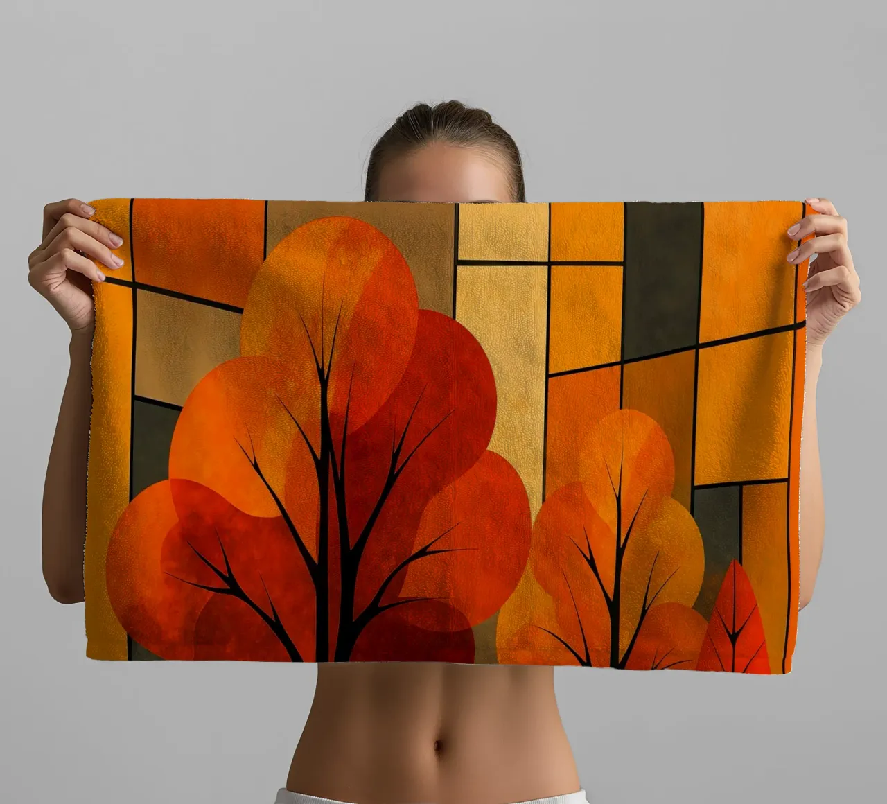 Bauhaus Architecture In Autumn towel by ARTOMATIC