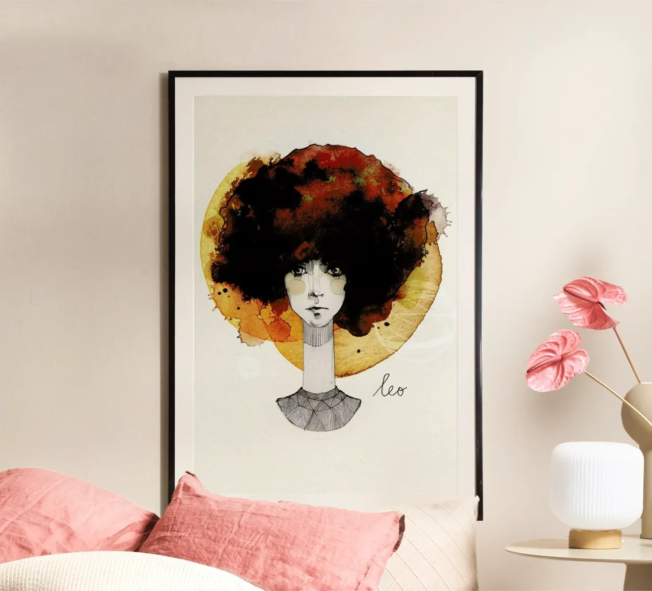 Löwe poster con telaio in alluminio da Ekaterina Koroleva