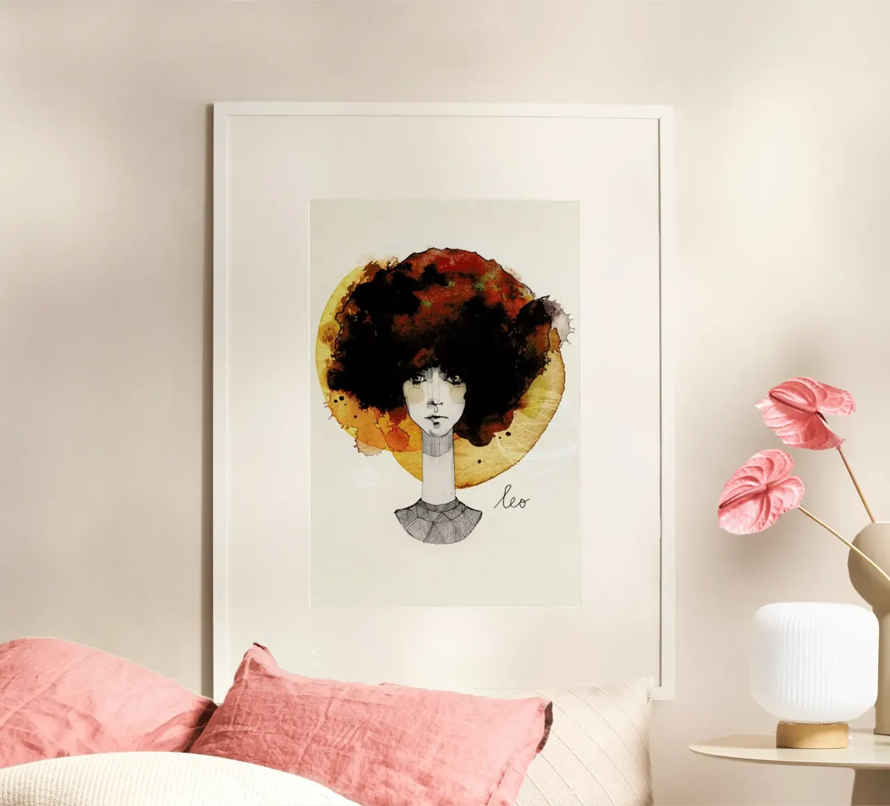 Löwe poster con telaio in alluminio da Ekaterina Koroleva