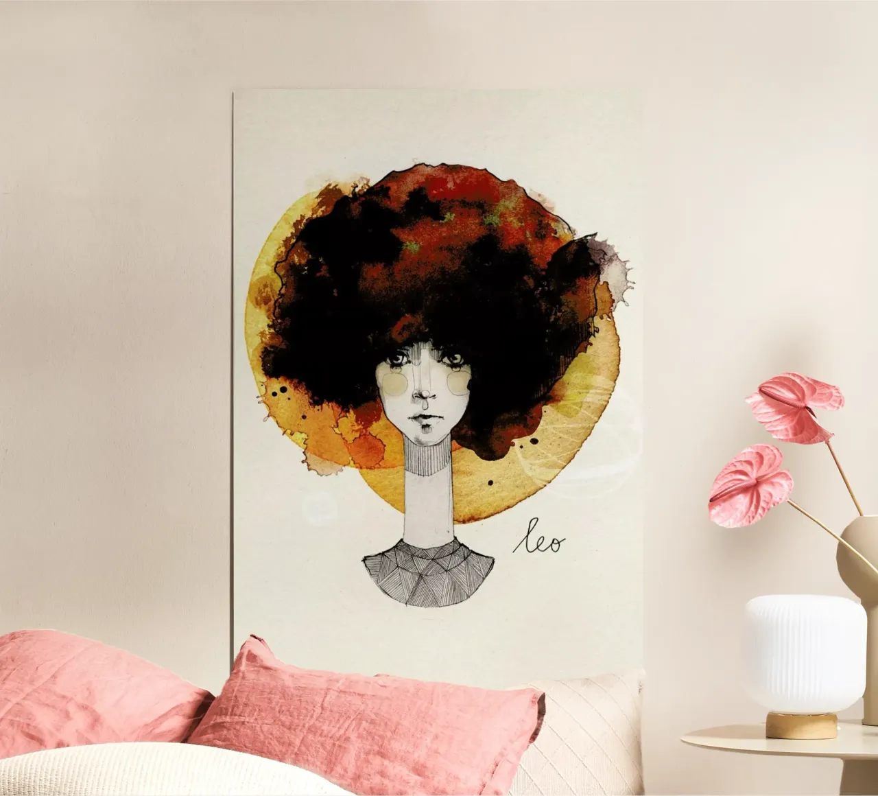 Löwe poster con telaio in alluminio da Ekaterina Koroleva
