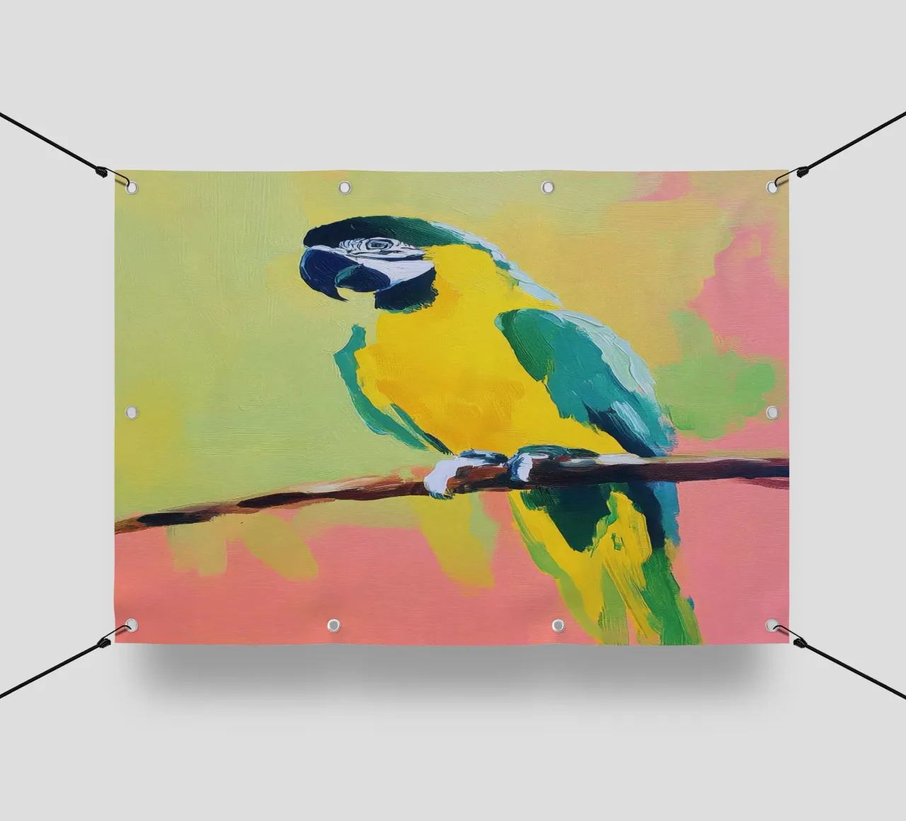 Pittura ad olio Pappagallo colorato Minimal telo in pvc da Nikis Art Studio
