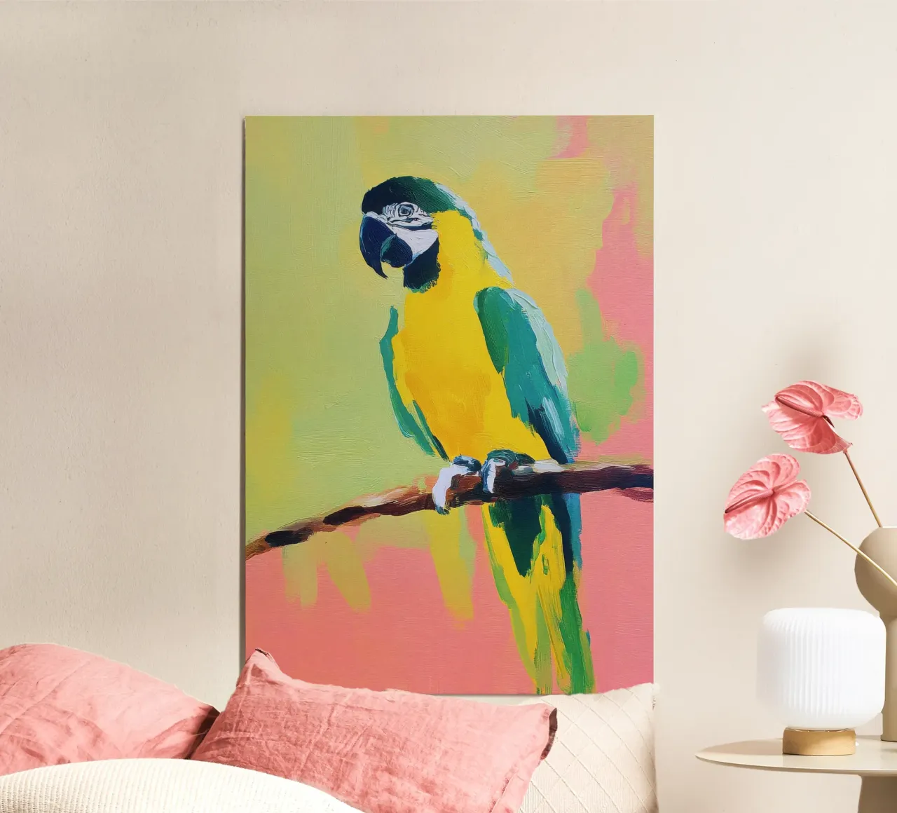 Pittura ad olio Pappagallo colorato Minimal carta hahnemühle da Nikis Art Studio