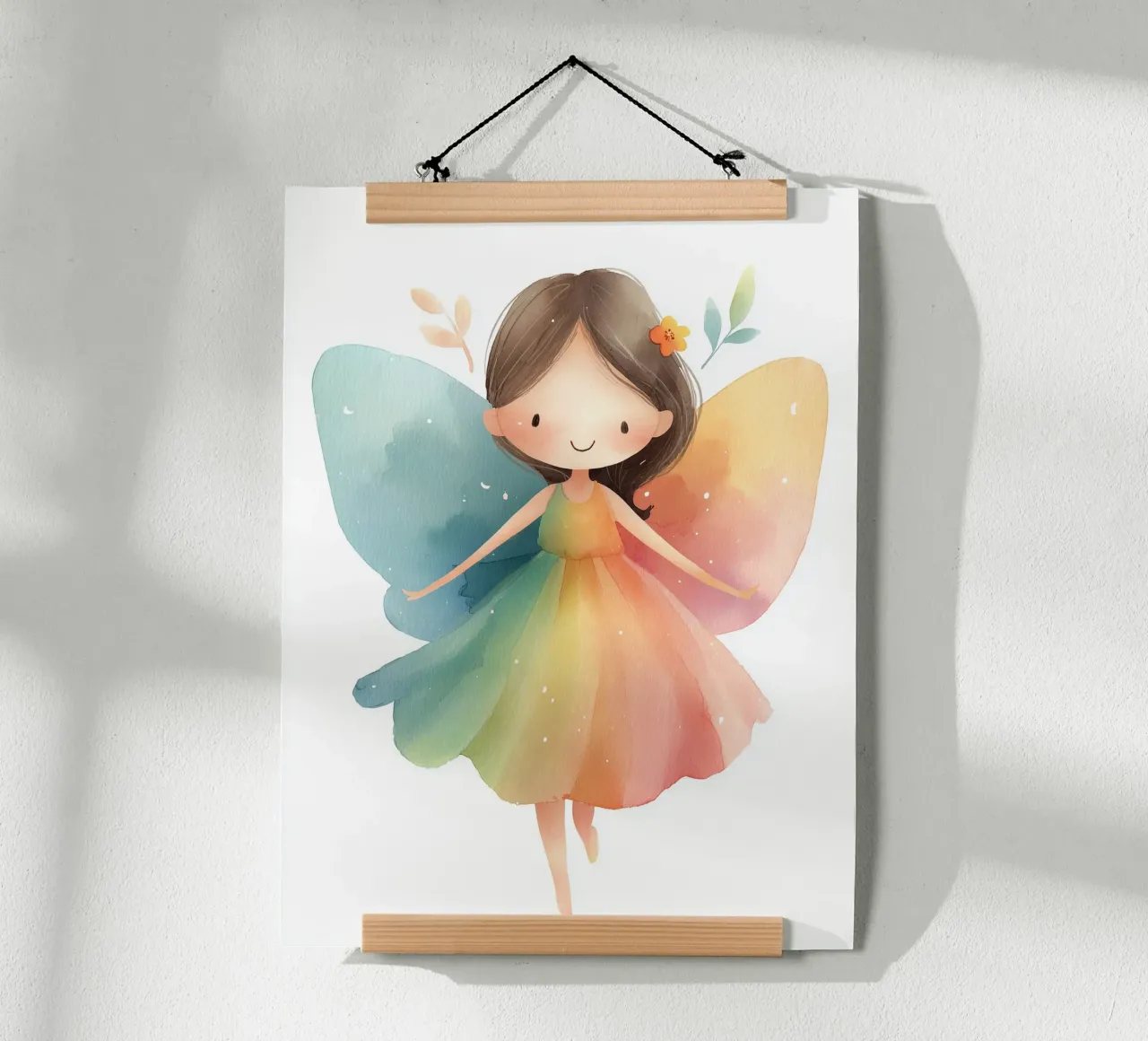 Poster di una fata arcobaleno per la cameretta di un bambino carta hahnemühle da Kid’s Dream