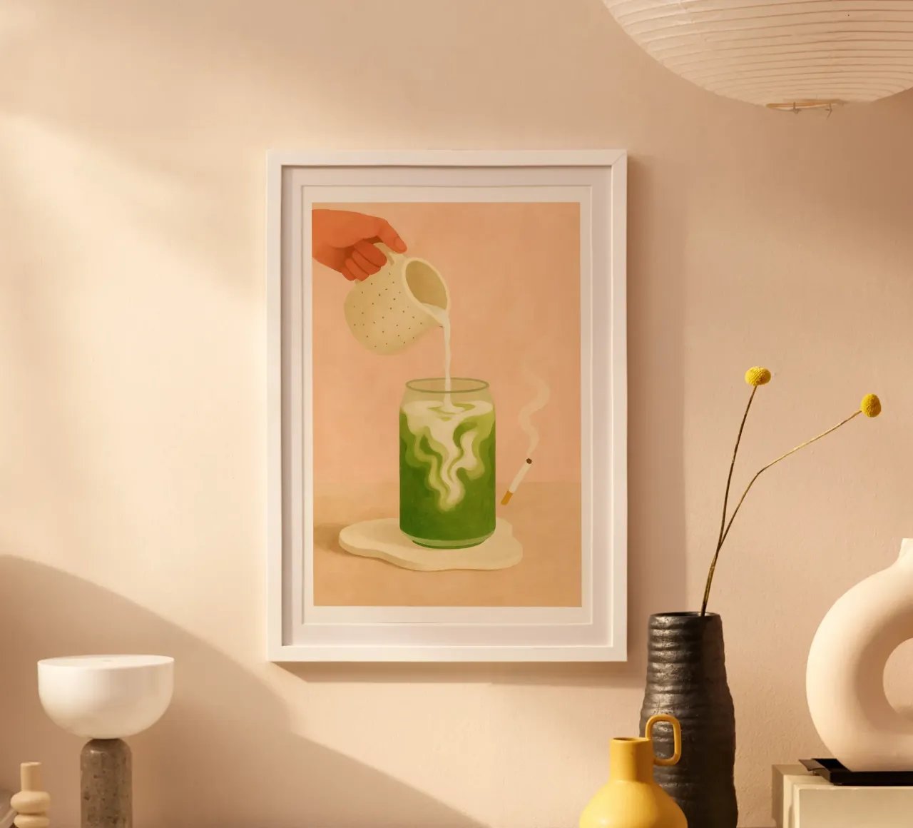 Iced Matcha Latte carta hahnemühle da PurePeachStudio