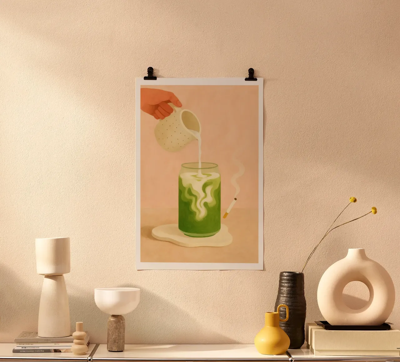 Iced Matcha Latte carta hahnemühle da PurePeachStudio