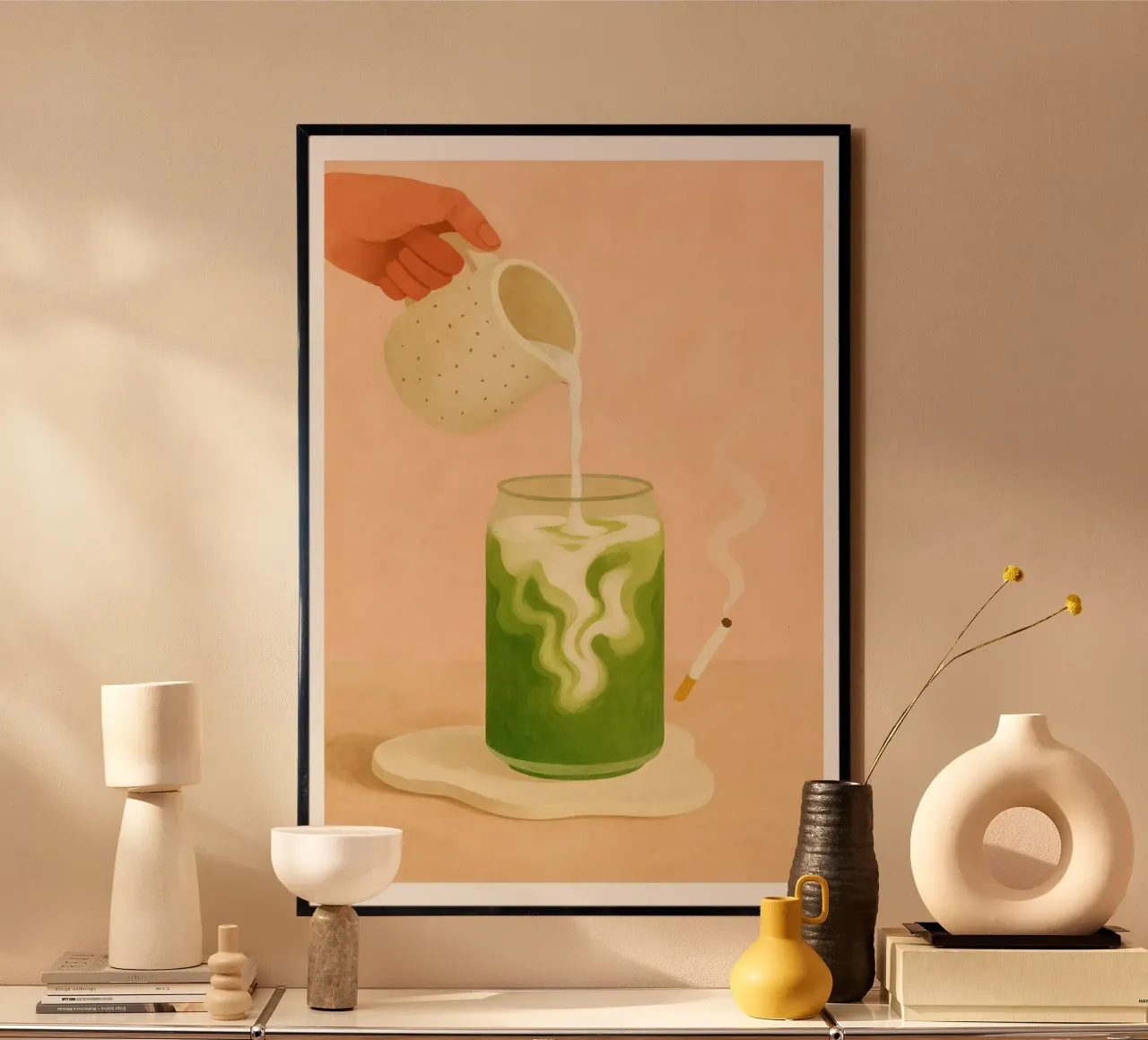 Iced Matcha Latte carta hahnemühle da PurePeachStudio