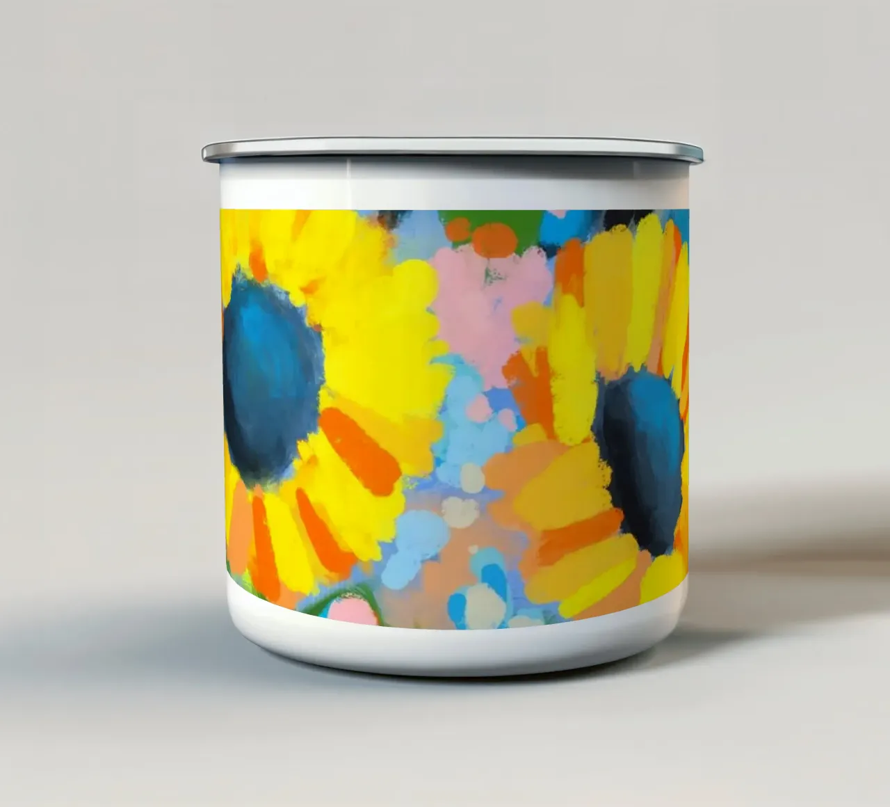 Sonnenblumen in Vase tazza in smalto da Petra Lang