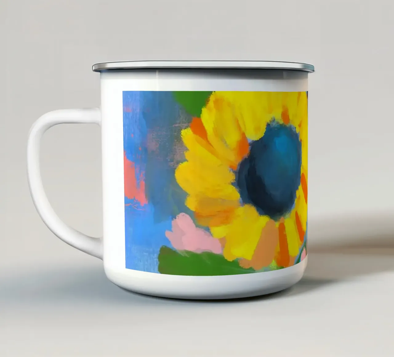 Sonnenblumen in Vase tazza in smalto da Petra Lang