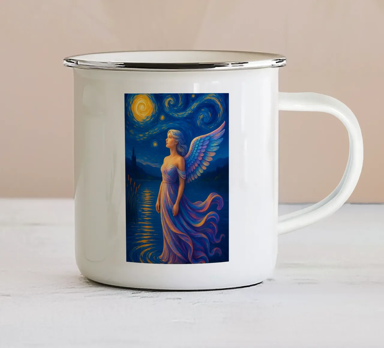 Beautiful AngeL  In The Lake tazza in smalto da Catur Creative