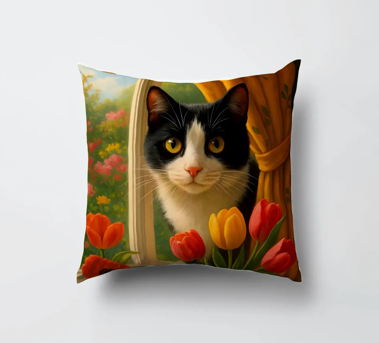 Cute Cat On The Window cuscino da Catur Creative