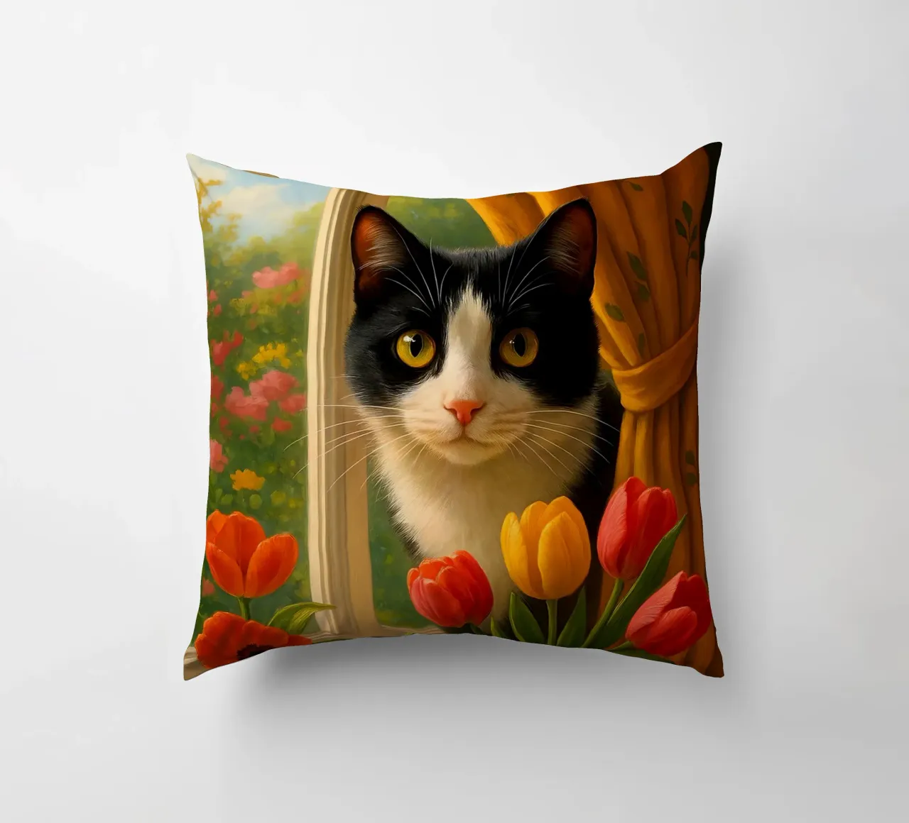 Cute Cat On The Window cuscino da Catur Creative