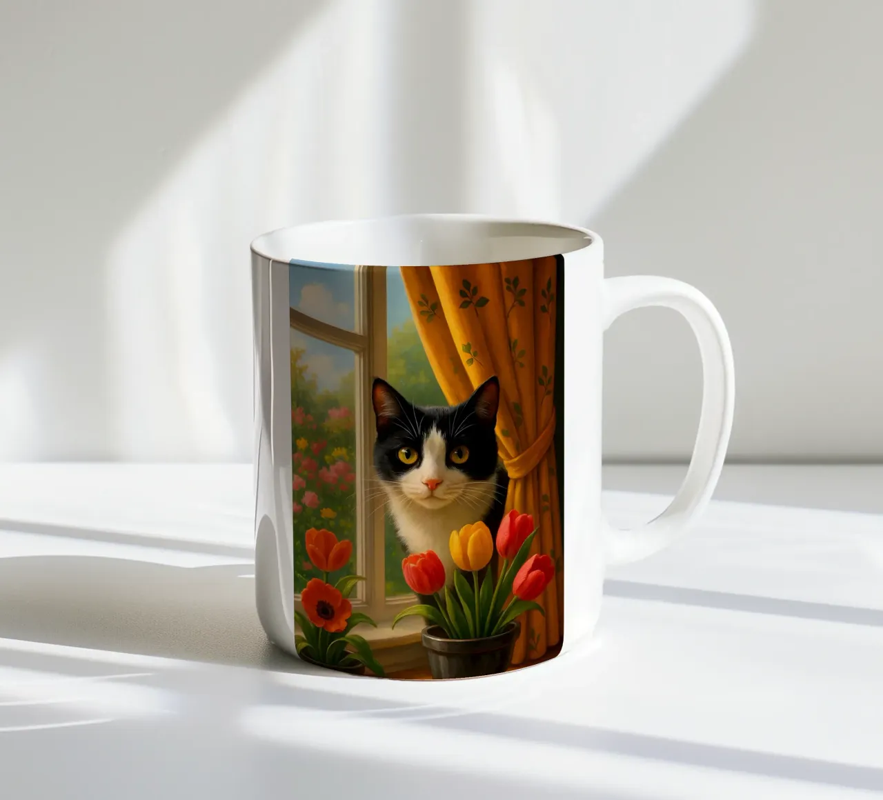 Cute Cat On The Window tazza in ceramica da Catur Creative