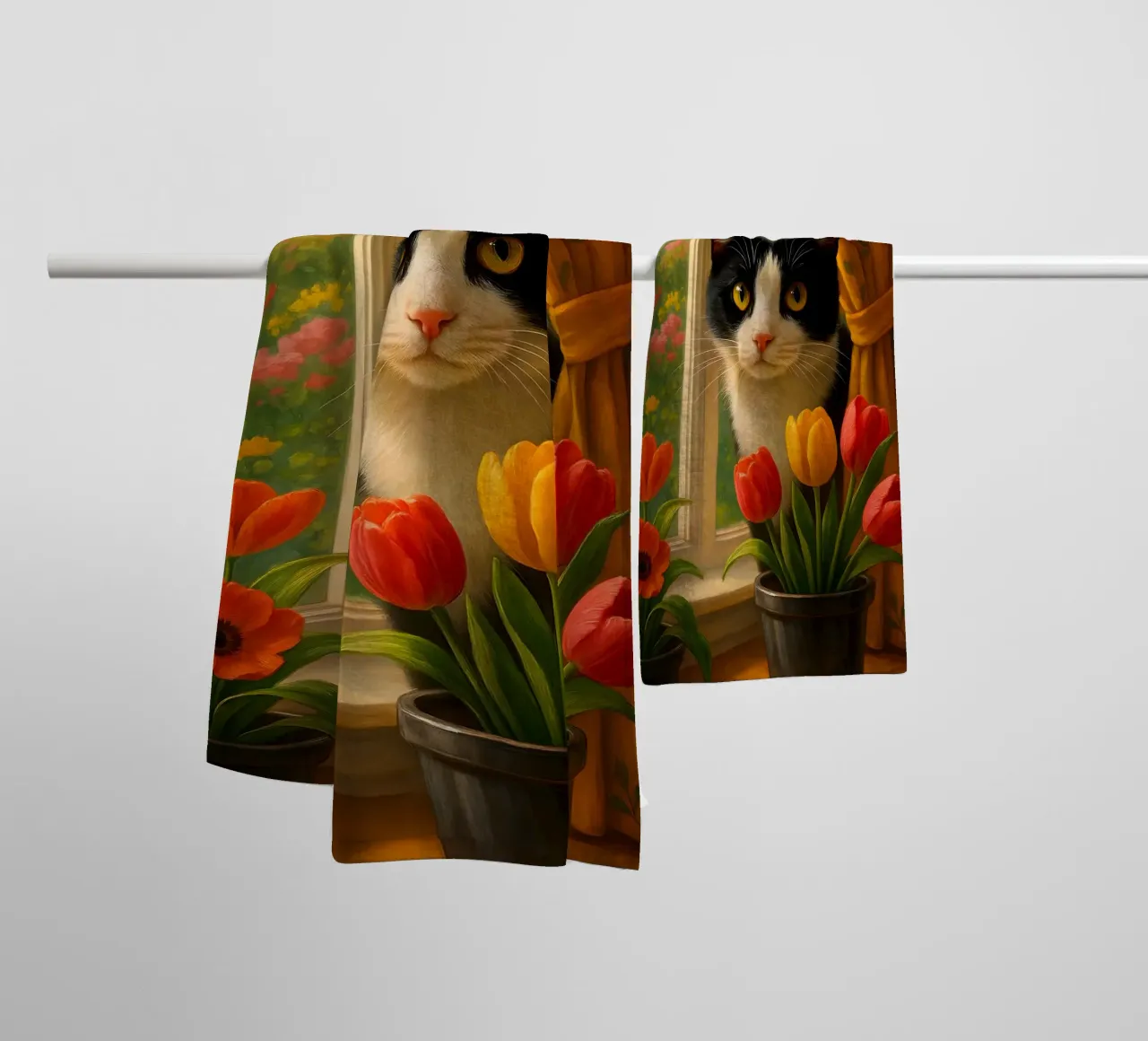 Cute Cat On The Window asciugamano da bagno da Catur Creative