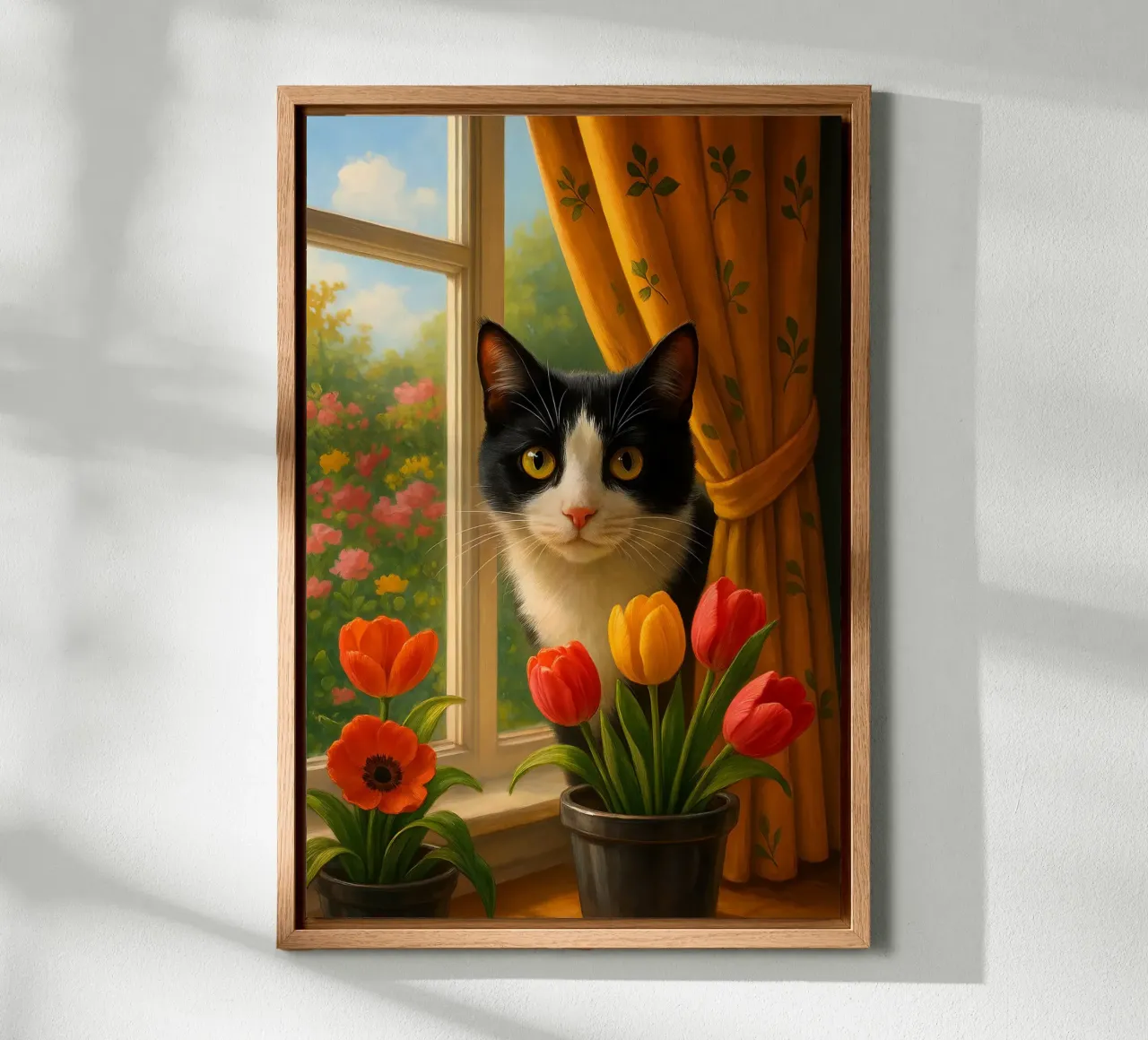 Cute Cat On The Window alluminio dibond da Catur Creative