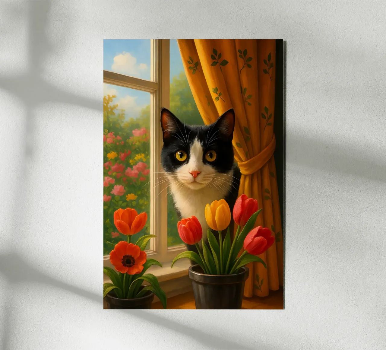 Cute Cat On The Window alluminio dibond da Catur Creative