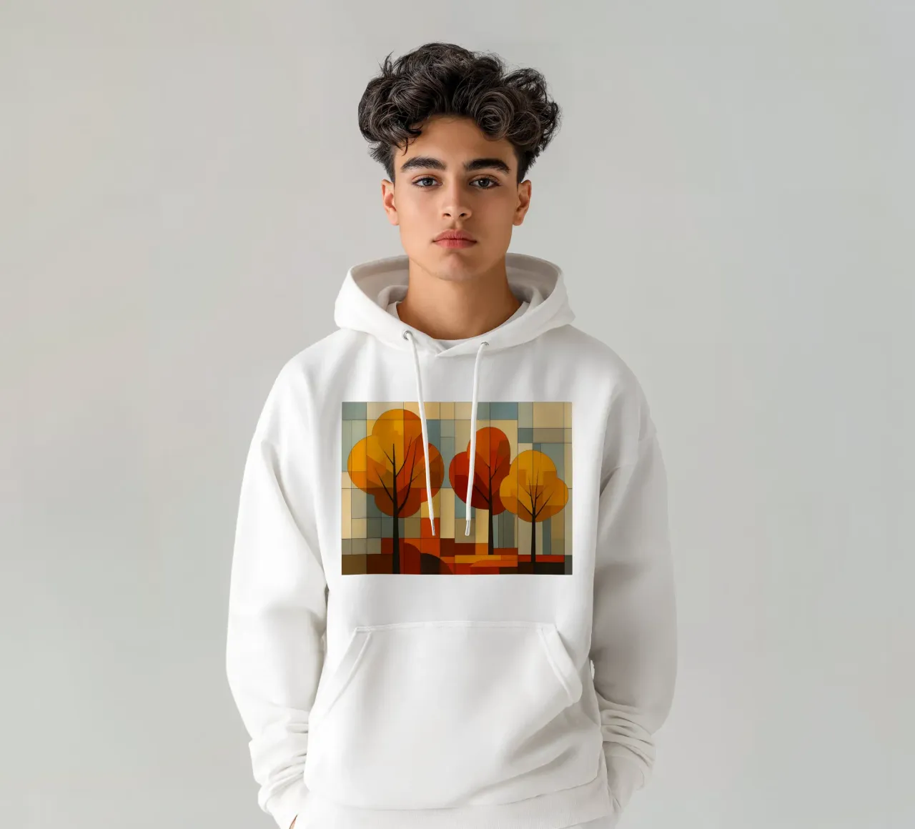 Paesaggio autunnale Bauhaus felpa con cappuccio da ARTOMATIC
