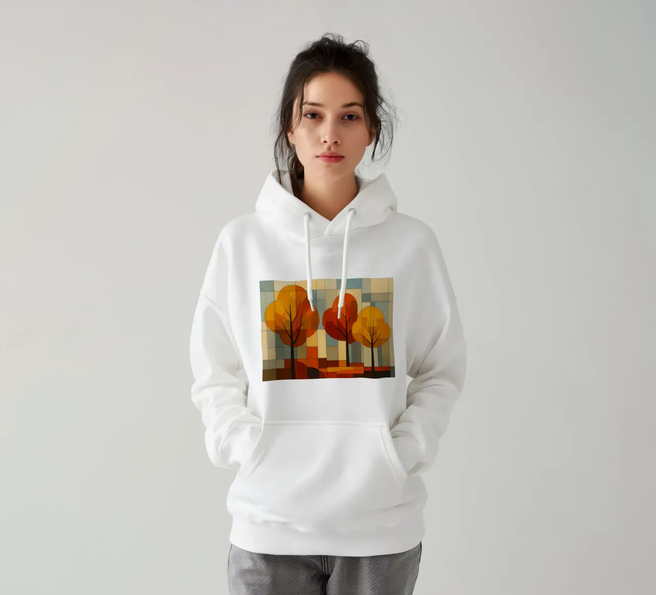 Paesaggio autunnale Bauhaus felpa con cappuccio da ARTOMATIC