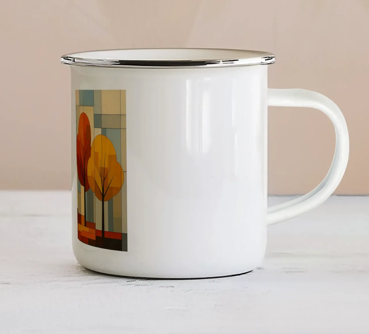Paesaggio autunnale Bauhaus tazza in smalto da ARTOMATIC