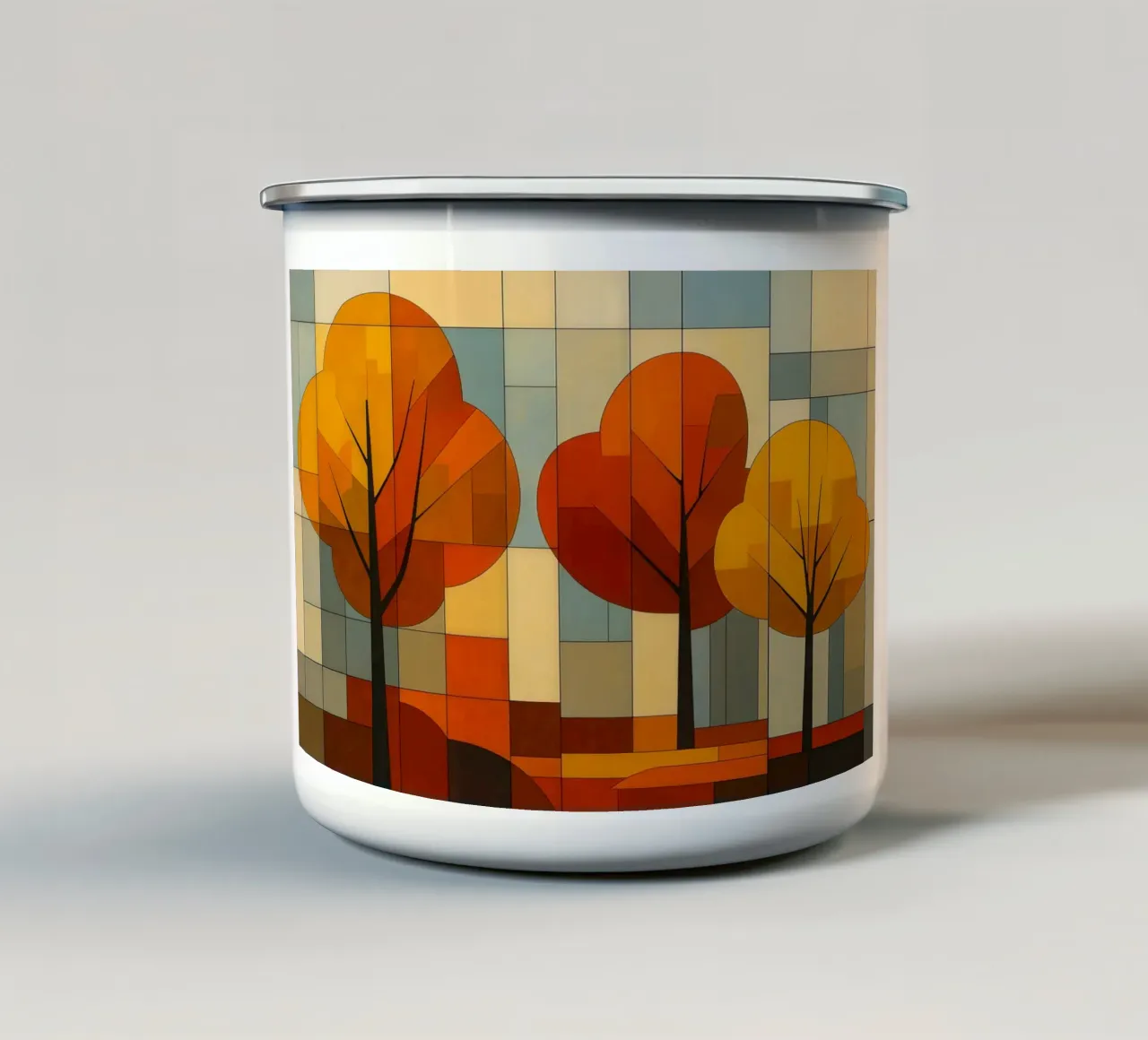 Paesaggio autunnale Bauhaus tazza in smalto da ARTOMATIC