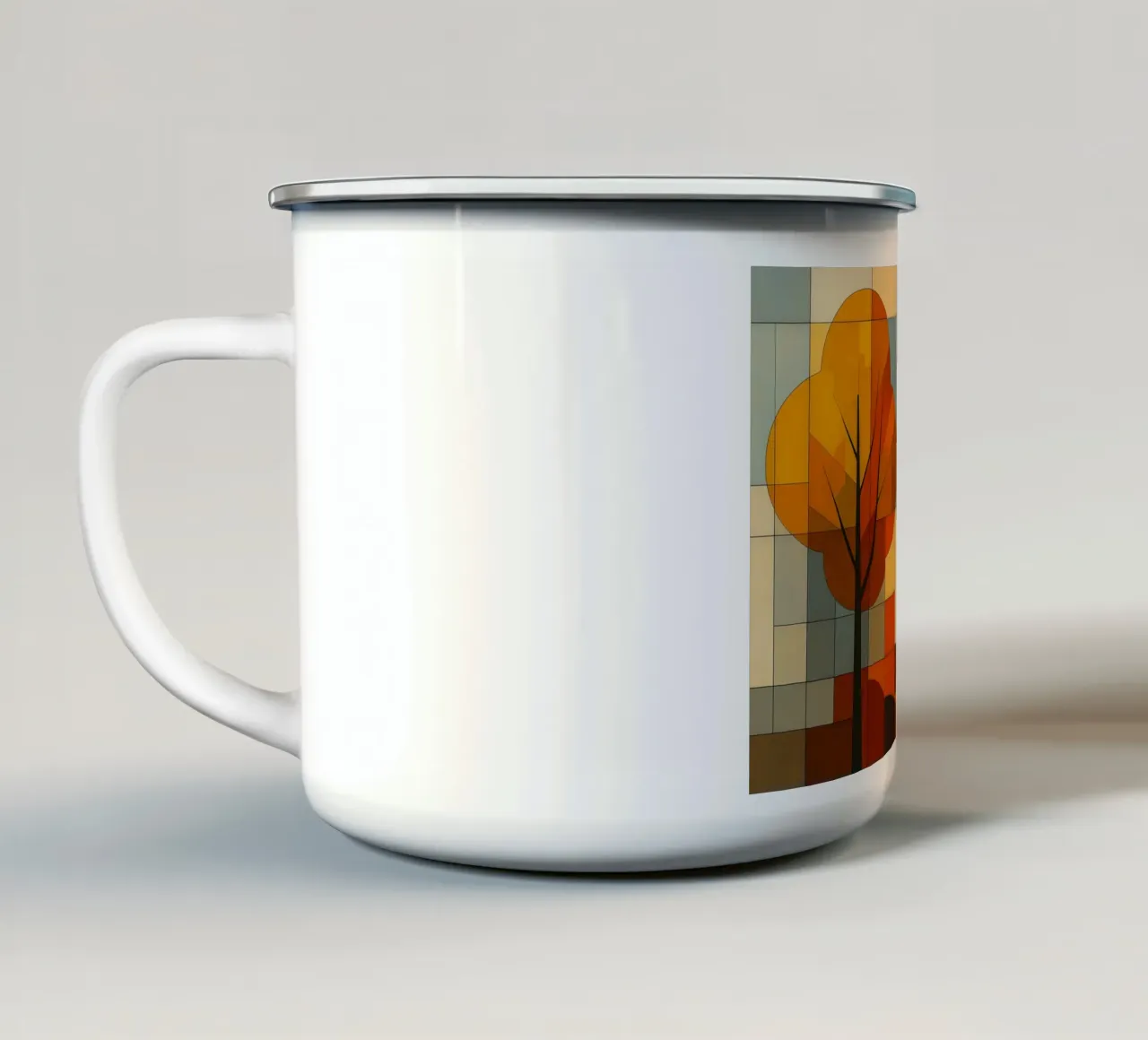 Paesaggio autunnale Bauhaus tazza in smalto da ARTOMATIC
