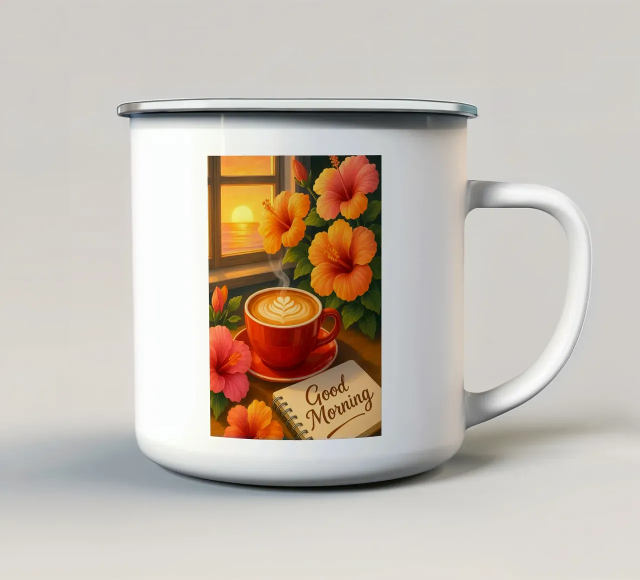 Coffee With Beautiful Flower tazza in smalto da Catur Creative