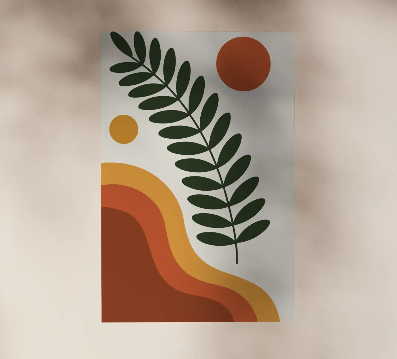 wild fern branch with abstract hill curves pellicola backlit da LisaArtes
