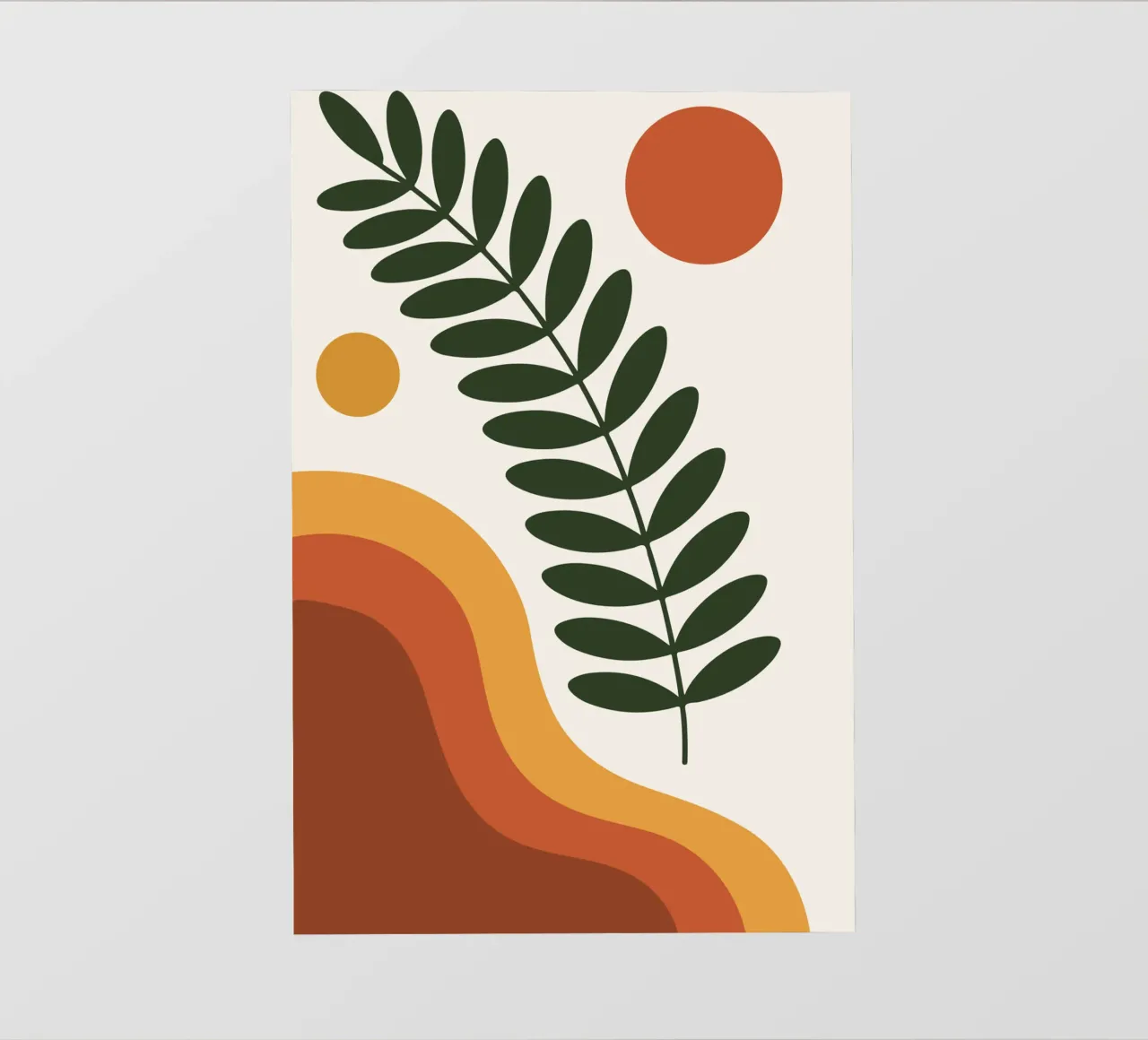 wild fern branch with abstract hill curves pellicola backlit da LisaArtes