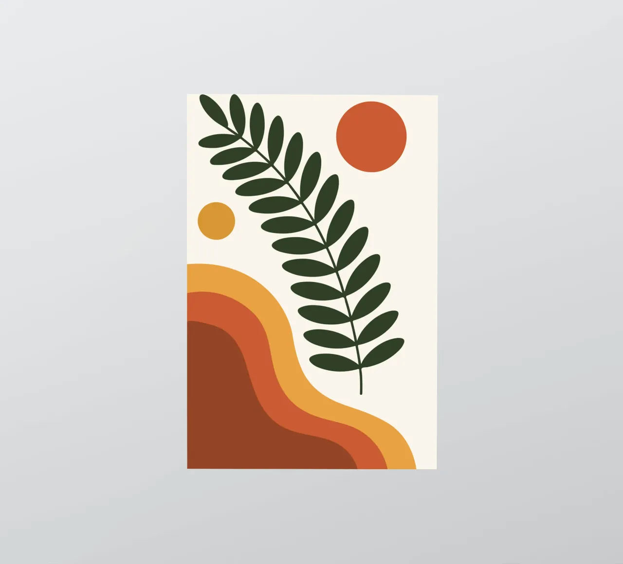 wild fern branch with abstract hill curves adesivo da LisaArtes