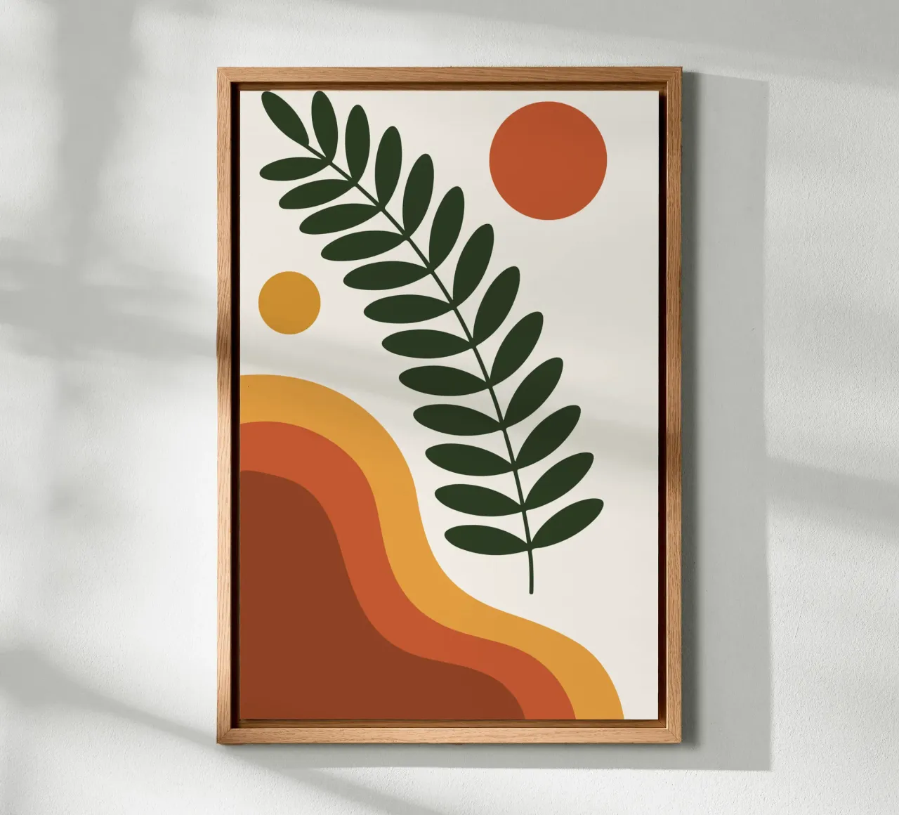 wild fern branch with abstract hill curves alluminio dibond da LisaArtes