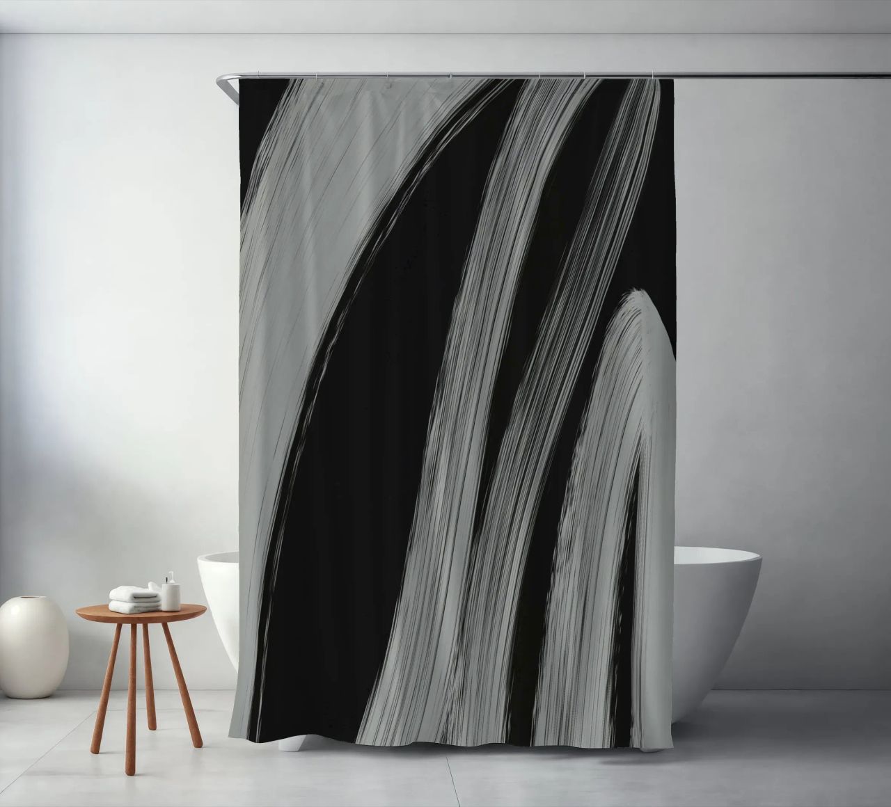 Gray Strokes No 3 Duschvorhang von treechild