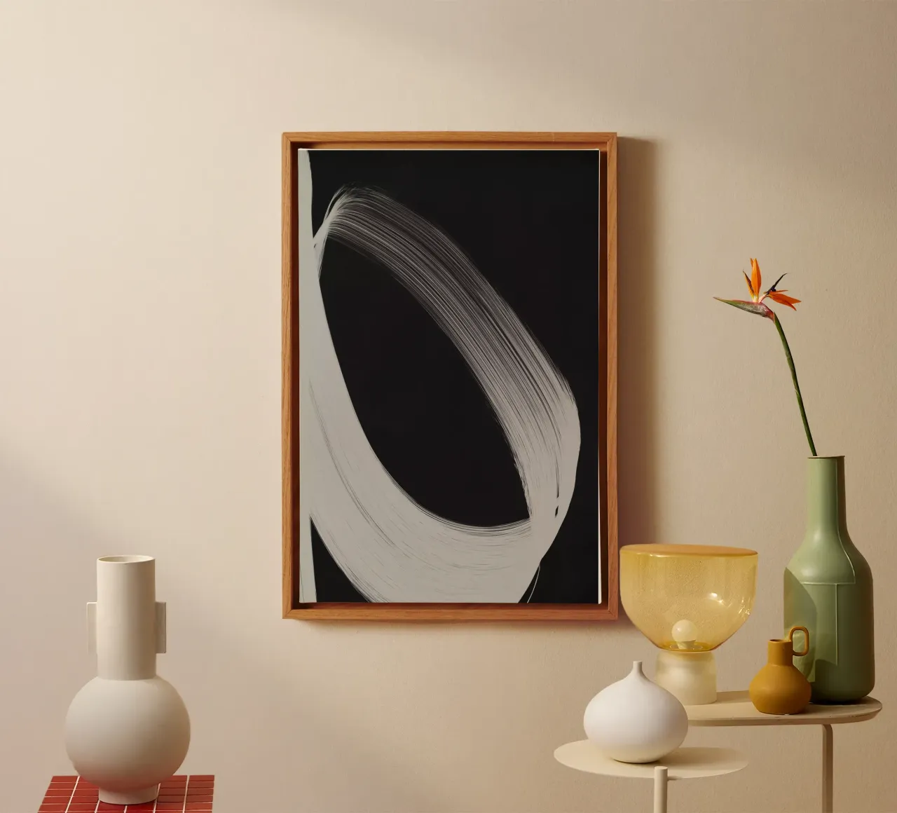 Gray Strokes No 4 canvas met Baklijst van treechild