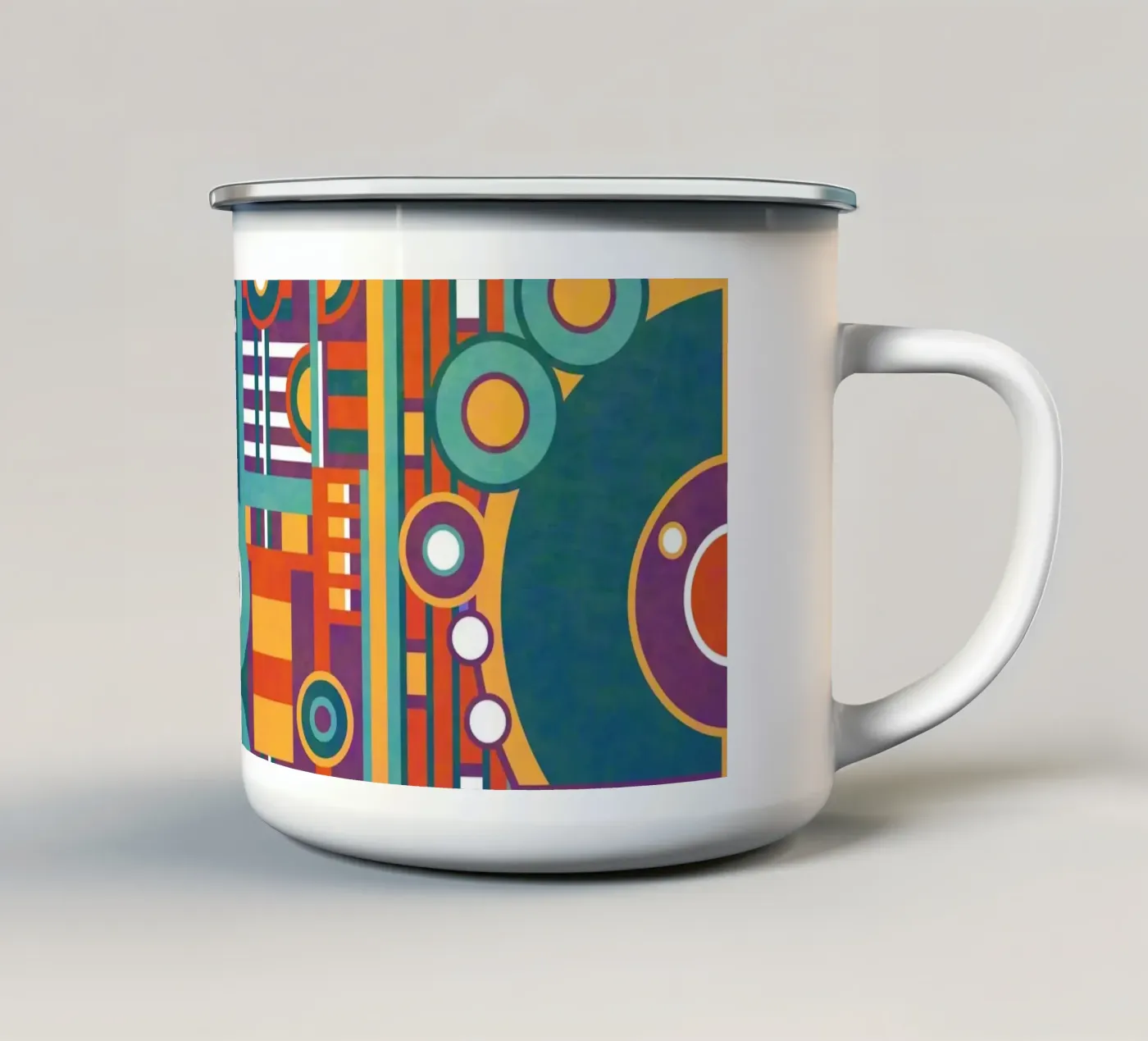 Circular enamel mug by shellybremmer