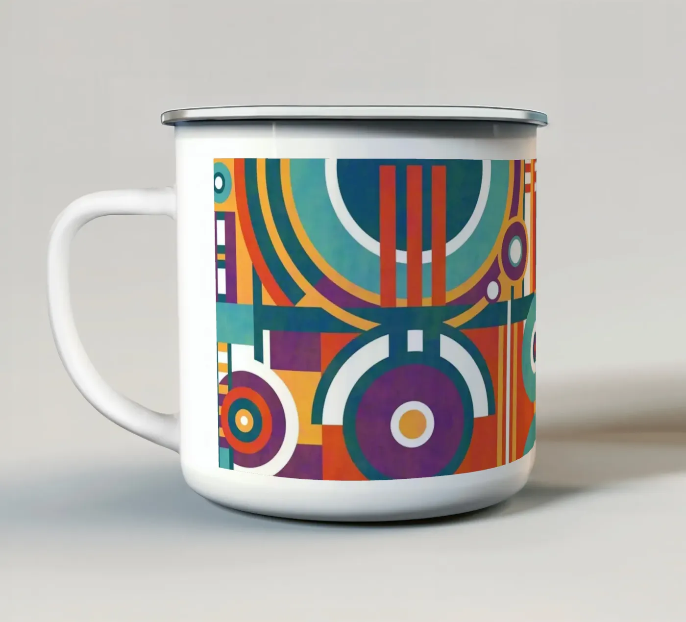 Circular enamel mug by shellybremmer