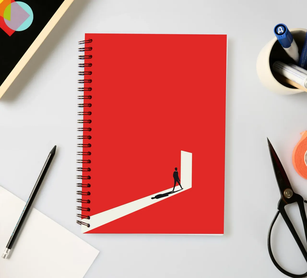Minimalist Man's Journey, Abstract Doorway Print spiral notebook by Bakara