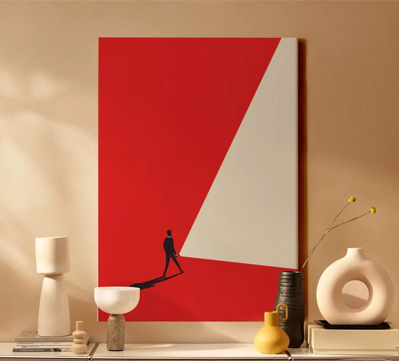 Minimalist Man's Path, Abstract Future Print canvas by Bakara