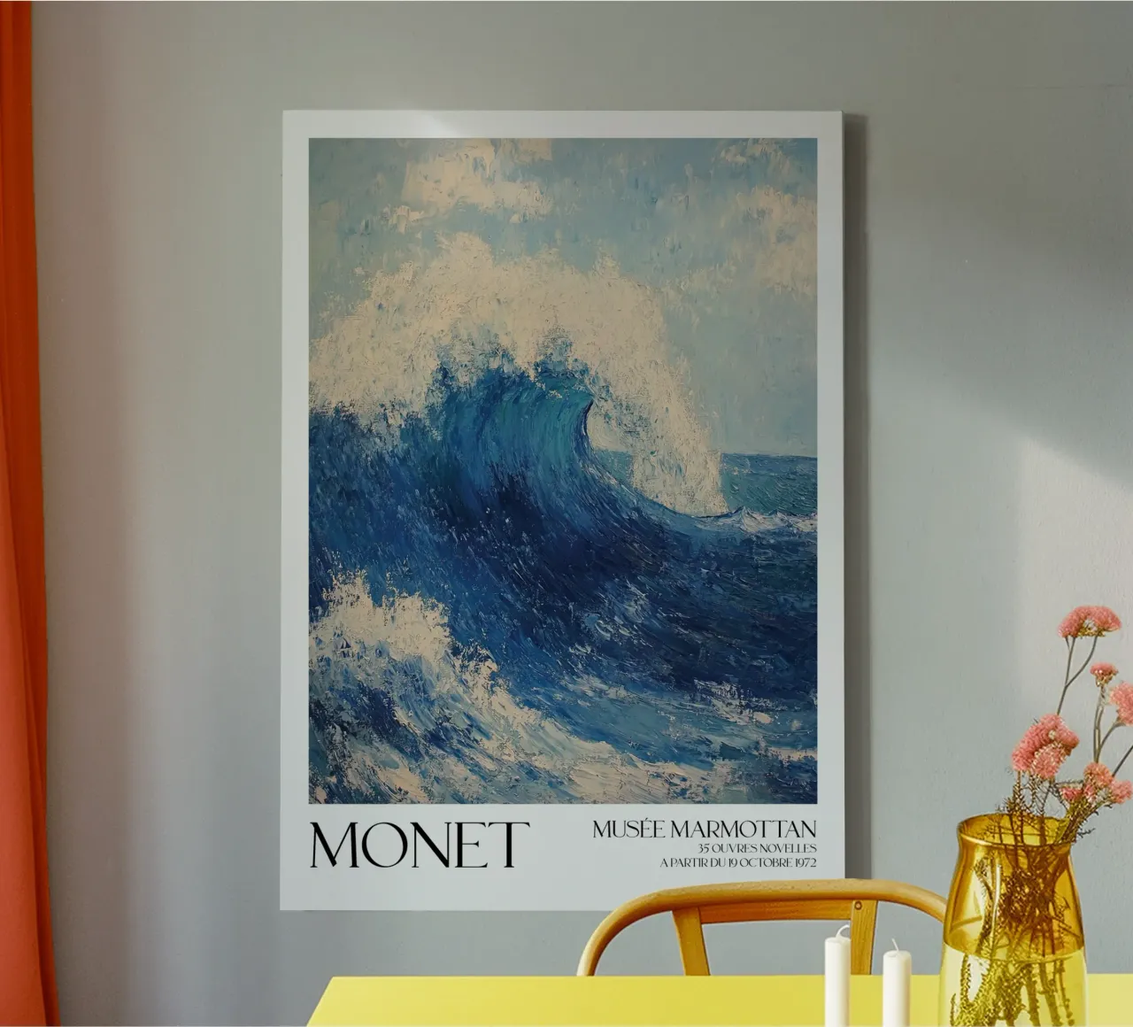 Monet's The Wave, Dynamic Impressionist Art Print canvas by Bakara