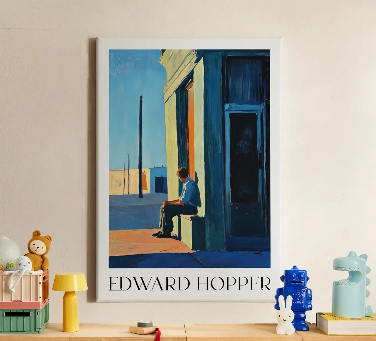Man in zonlicht van Edward Hopper, Stedelijk realisme canvas van Bakara
