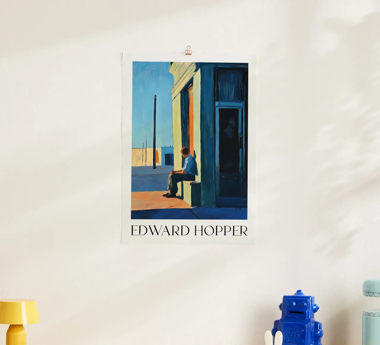 Man in zonlicht van Edward Hopper, Stedelijk realisme hahnemühle van Bakara