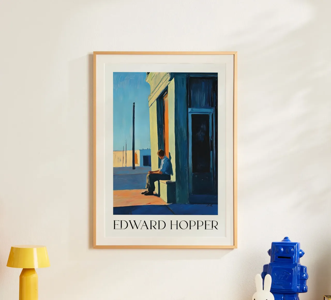 Man in zonlicht van Edward Hopper, Stedelijk realisme hahnemühle van Bakara