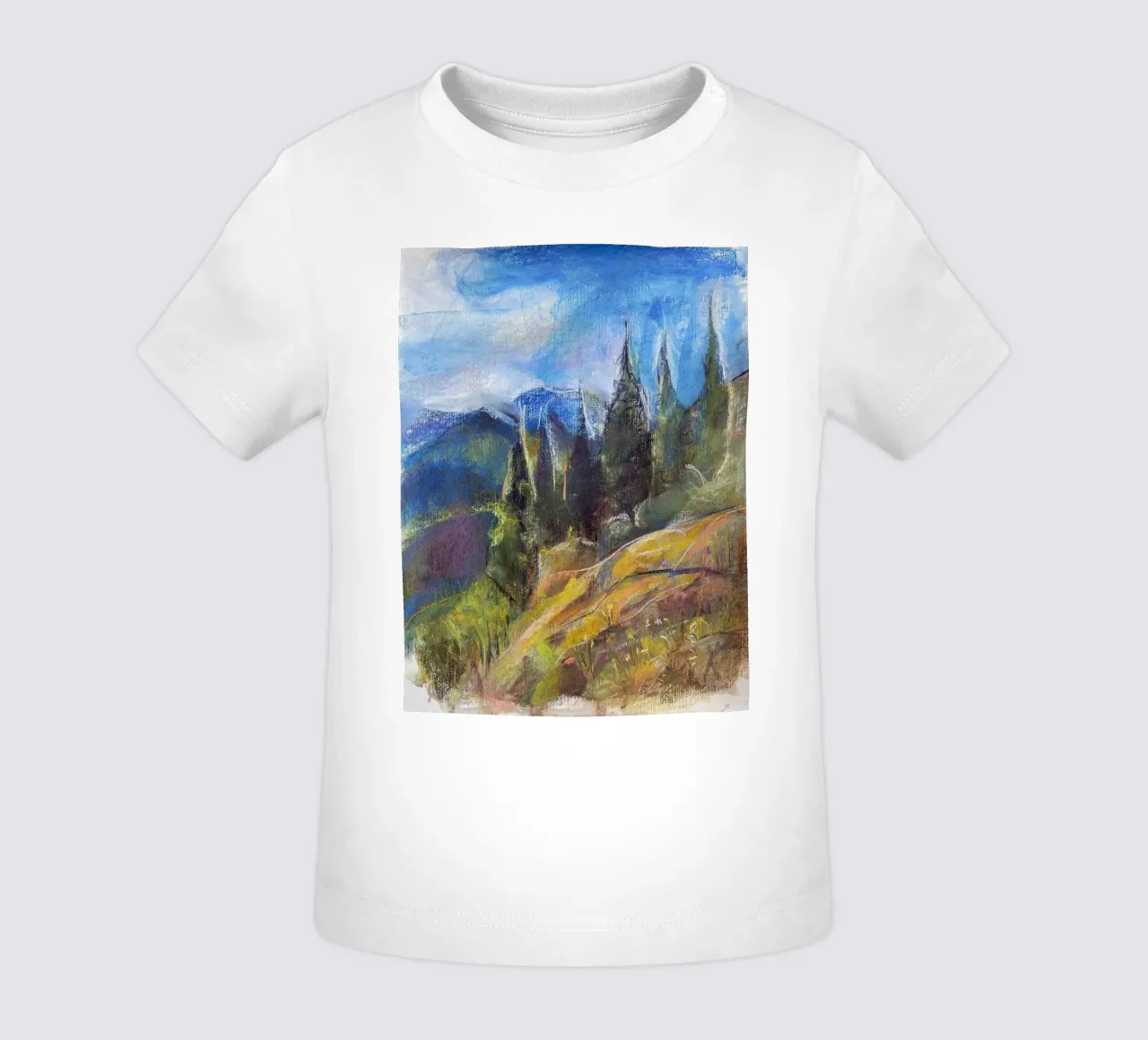 Alpine Serenity, impressionist soft pastel landscape drawing maglietta neonato da Stoian Hitrov