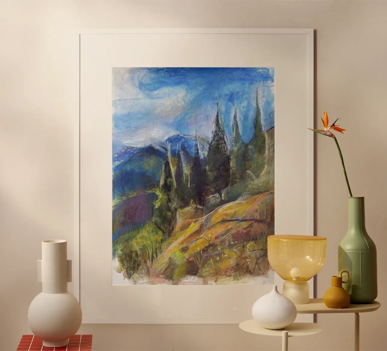 Alpine Serenity, impressionist soft pastel landscape drawing hahnemühle by Stoian Hitrov