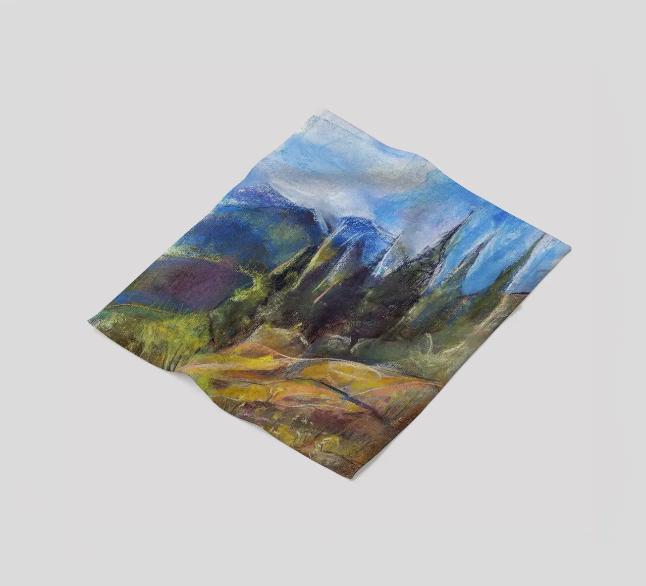 Alpine Serenity, impressionist soft pastel landscape drawing coperta in pile da Stoian Hitrov