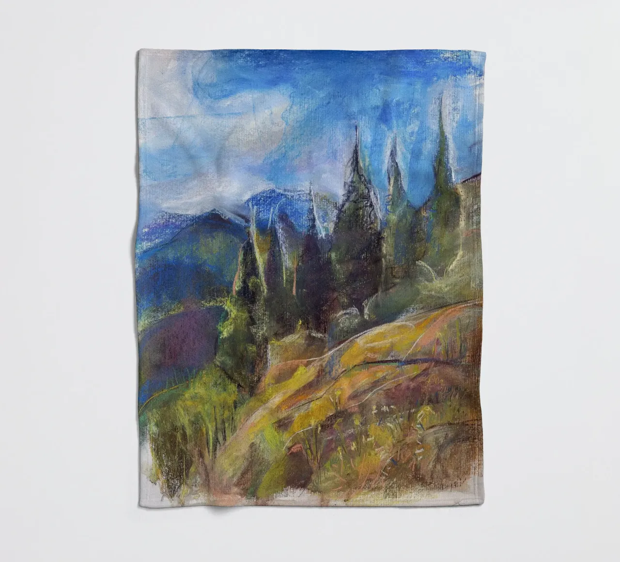 Alpine Serenity, impressionist soft pastel landscape drawing coperta in pile da Stoian Hitrov